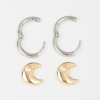 Серьги со съёмным элементом &laquo;Трансформер&raquo; луна, цвет серебро с золотом