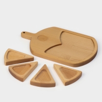 Подарочный набор деревянной посуды Adelica &laquo;Сырная мозайка&raquo;, доска разделочная 35&times;22 см, менажницы 4 шт, 12,5&times;9 см, берёза