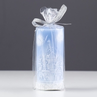 Свеча - цилиндр "С Рождеством!", 4,7&times;10 см, голубая