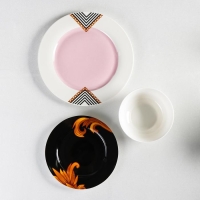 Набор тарелок фарфоровых Magistro &laquo;Миледи&raquo;, 18 предметов: 6 тарелок d=20 см, 6 тарелок d=25 см, 6 салатников 800 мл