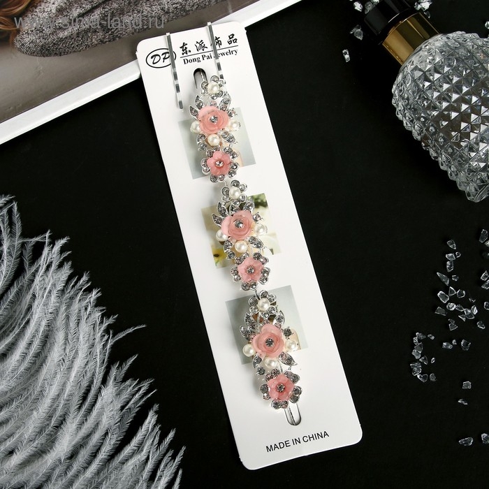 Аксессуар для волос Аксессуар для волос "Мальви" нежные розочки, 17 см, серебро