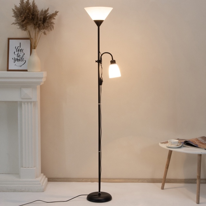 Торшер "Тренд 2" 1х40Вт Е27+1хЕ27 40Вт черный 22х22х180 см.