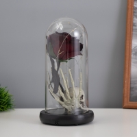 Светильник колба &laquo;Череп с розой&raquo; 1,5Вт, LED, 3xAAA, черный USB 11х11х21см