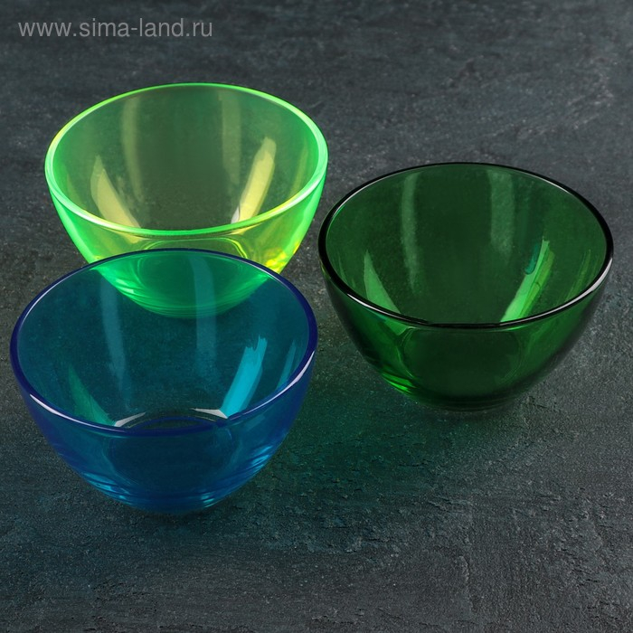 Набор салатников &laquo;Радуга&raquo;, 250 мл, 3 шт, цвет МИКС
