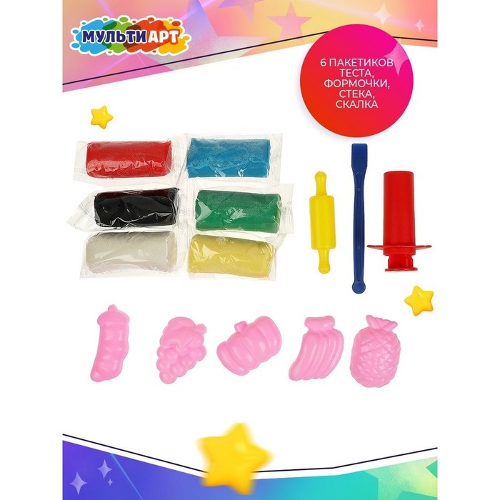 Тесто для лепки и формочки &laquo;Апельсины для Чебурашки&raquo;, 6 цв. теста по 60 гр