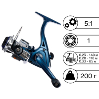 Катушка б/ин "Фортуна" 2000, 1 подшипник, 5:1, передний фрикцион