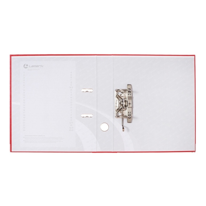 Папка-регистратор А4, 50 мм, Calligrata, ПВХ, тиснение "лен", металлическая окантовка, карман на корешок, собранная, красная, микс