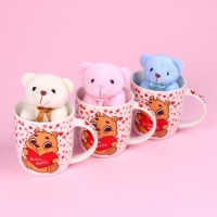 Набор «Люблю тебя», игрушка в кружке, мишка, цвет МИКС Набор «Люблю тебя», игрушка в кружке, мишка, цвет МИКС