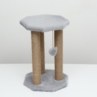 Когтеточка «Ротонда» с игрушкой, джут 35 х 35 х 50 см, серая Когтеточка «Ротонда» с игрушкой, джут 35 х 35 х 50 см, серая