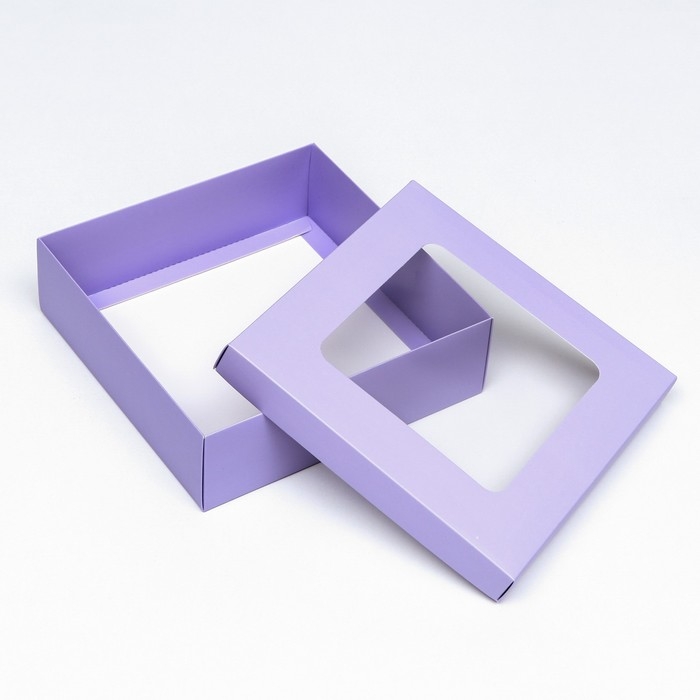 Коробка подарочная складная, упаковка, крышка-дно, сиреневая, с окном 20 х 20 х 6 см Коробка подарочная складная, упаковка, крышка-дно, сиреневая, с окном 20 х 20 х 6 см