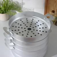 Манты-казан алюминиевый, 6 л, с 3 сетками, d=22 см, высота секции 5 см, металлическая крышка