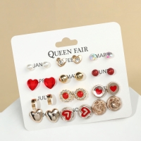 Пусеты 12 пар &laquo;Фантазия&raquo; сердечки, цвет красно-белый