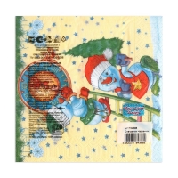 Новый год. Салфетки бумажные New Line Design &laquo;Снеговички-Часовички&raquo;, 33х33 см, 3 слоя 20 листов