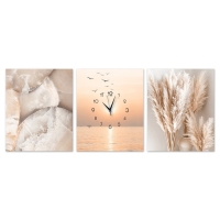 Часы-картина настенные модульные "Закат", 30 х 40 см, бесшумные, триптих