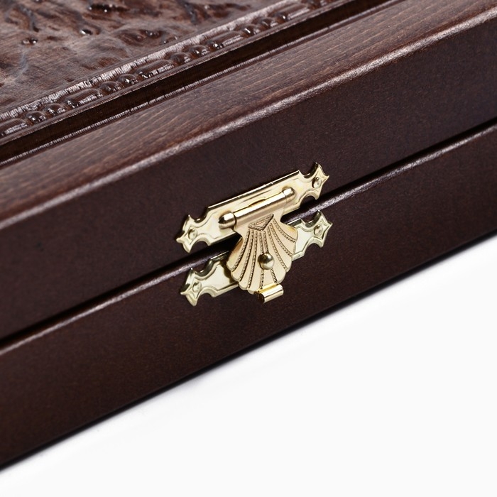 Нарды деревянные большие, резные "Мишки в лесу", доска из массива бука, патина, 50 х 58 см