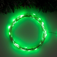 Гирлянда &laquo;Нить&raquo; 10 м роса, IP20, серебристая нить, 100 LED, свечение зелёное, 12 В