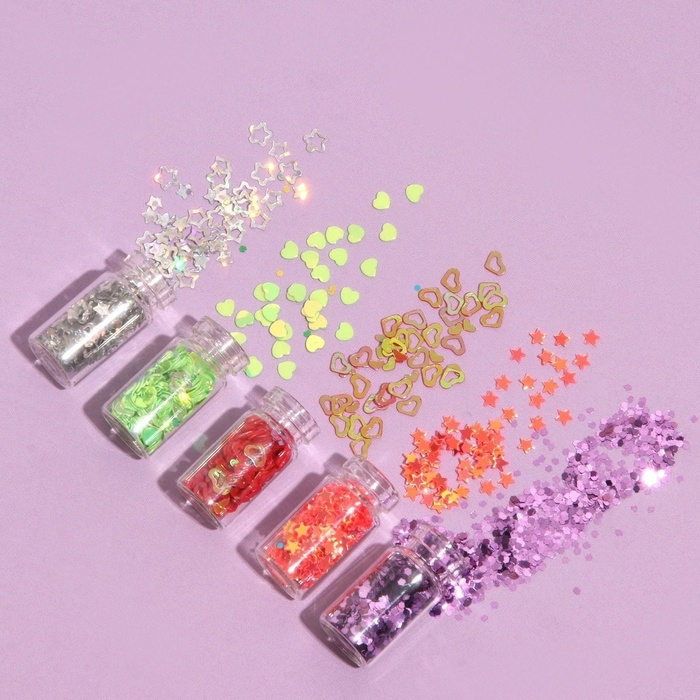 Набор для декора ногтей, 12 бутылочек, разноцветные Набор для декора ногтей, 12 бутылочек, разноцветные