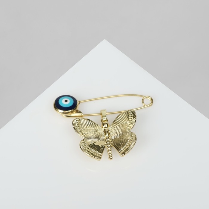 Булавка-оберег &laquo;Для осуществления желаний&raquo;, цвет синий в золоте