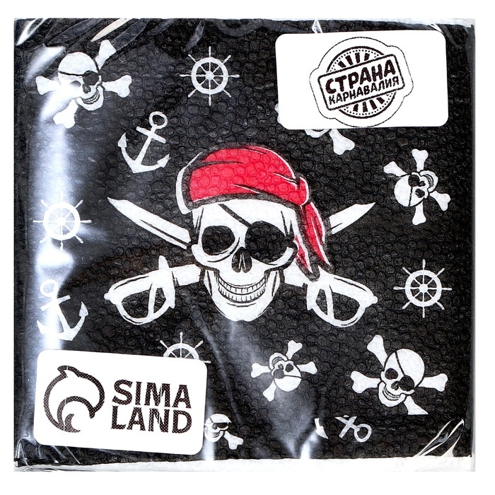 Салфетки бумажные &laquo;Пират&raquo;, однослойные, 24х24 см, набор 20 шт.