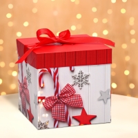 Новый год. Коробка подарочная новогодняя складная "Новый год леденцы" 15х15х15 см. Новый год. Коробка подарочная новогодняя складная "Новый год леденцы" 15х15х15 см.