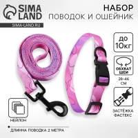 Набор &laquo;Нежность&raquo;, застёжка - фастекс, поводок 2 м и ошейник 28-46 см