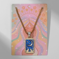 Кулон &laquo;Полумесяц&raquo; звёзды, волки, цвет синий в золоте, 60 см