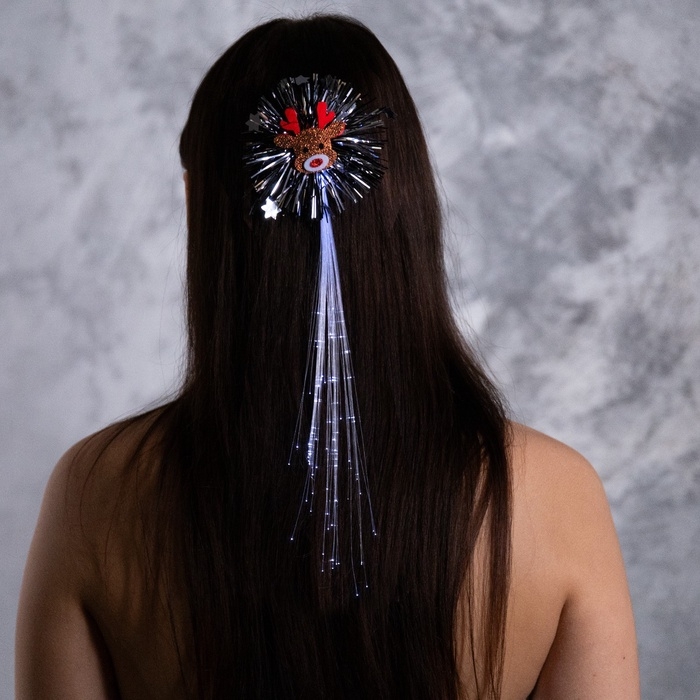 Заколка для волос светодиодная Заколка для волос светодиодная "Олень" 34x9 см, 1 LED, батарейки LR1130x2 (в комплекте), свечение белое