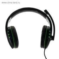 Наушники Ritmix RH-555M Gaming, игровые, полноразмерные, микрофон, 3.5мм, 1.8м, черно/зелен
