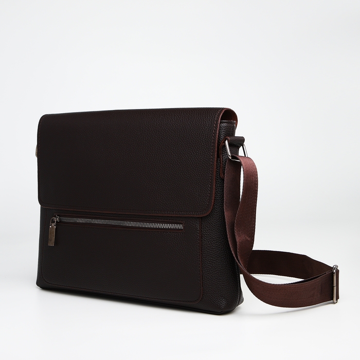 Сумка мужская деловая TEXTURA, длинный ремень, цвет коричневый