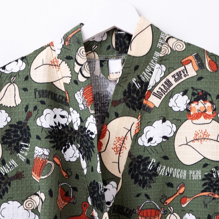 Халат мужской удлиннный Этель Халат мужской удлиннный Этель "Генеральская банька" размер 46-48, вафля 200г/м2, 100% хлопок