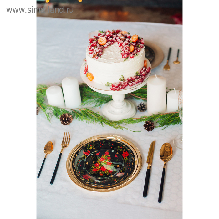 Набор столовых приборов из нержавеющей стали Magistro &laquo;Версаль&raquo;, 4 предмета, цвет ручек чёрный, цвет металла золотой