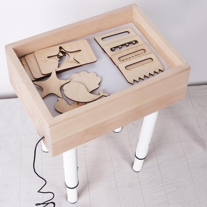 Стол для рисования песком с белой подсветкой, 30 &times; 40 см + гребень и трафарет