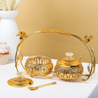 Набор сахарниц &laquo;Бонжур&raquo;, с ложками на подставке, цвет золотой