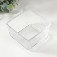 Подсвечник стекло на 1 свечу "Квадратный ребристый" прозрачный 9х9х5,5 см