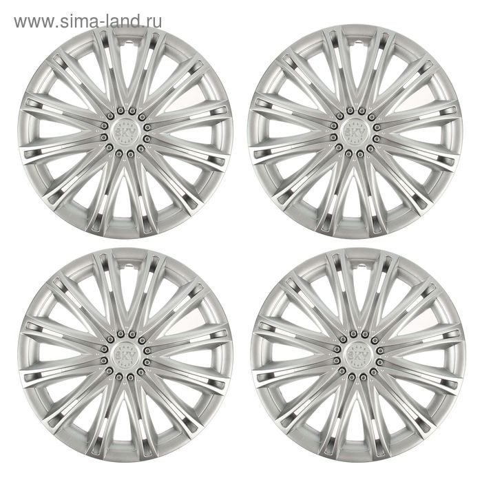 Колпаки колесные R15 "СКАЙ", серебристый, набор 4 шт