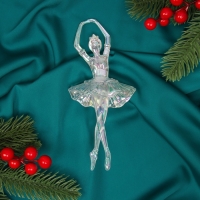 Ёлочная игрушка &laquo;Зимнее волшебство. Балерина пышная юбка перелив&raquo; пластик, 17х7,5 см, прозрачный