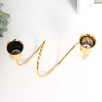 Подсвечник металл на 2 свечи "Единение" d-2-2,3 см золото 15х7х10 см