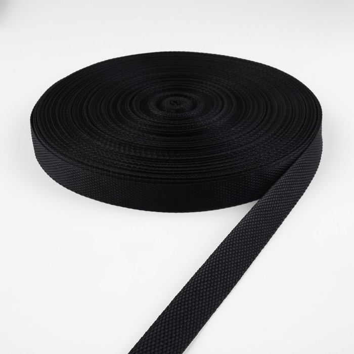 Стропа ременная, 20 мм, 50 &plusmn; 1 м, плотность 6,5 гр/м, цвет чёрный