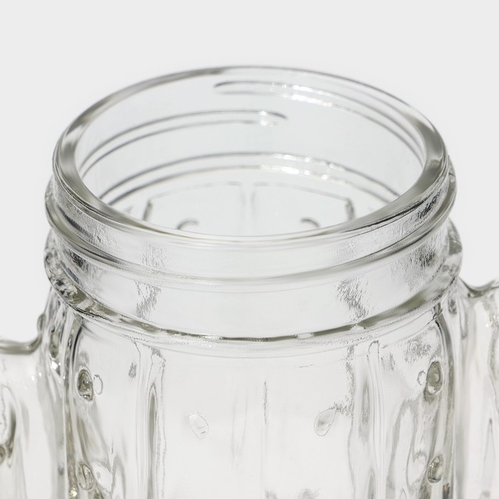 Кружка стеклянная с крышкой и трубочкой Доляна &laquo;Кактус&raquo;, 450 мл, 11&times;7&times;15 см