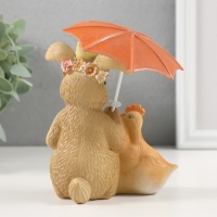 Сувенир полистоун "Встреча на Пасху под зонтиком" 11х8,5х12,5 см