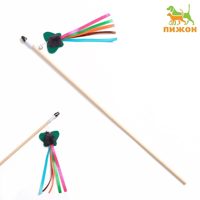 Дразнилка - удочка Дразнилка - удочка "Фетровая бабочка с норкой и лентами" на деревянной палочке, микс цветов