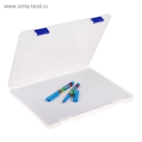 Папка для документов А4 Стамм, 230 х 305 х 23 мм, пластик, прозрачный корпус, синие защелки