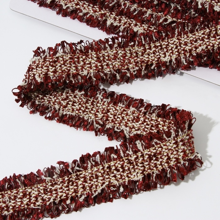 Тесьма декоративная &laquo;Твидовая&raquo;, двусторонняя, 30 мм, 5 &plusmn; 0,5 м, цвет бордовый