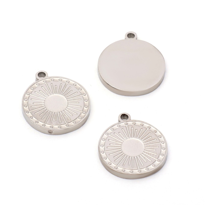 Подвеска &laquo;Монетка&raquo; солнце, набор 3 шт., цвет серебро