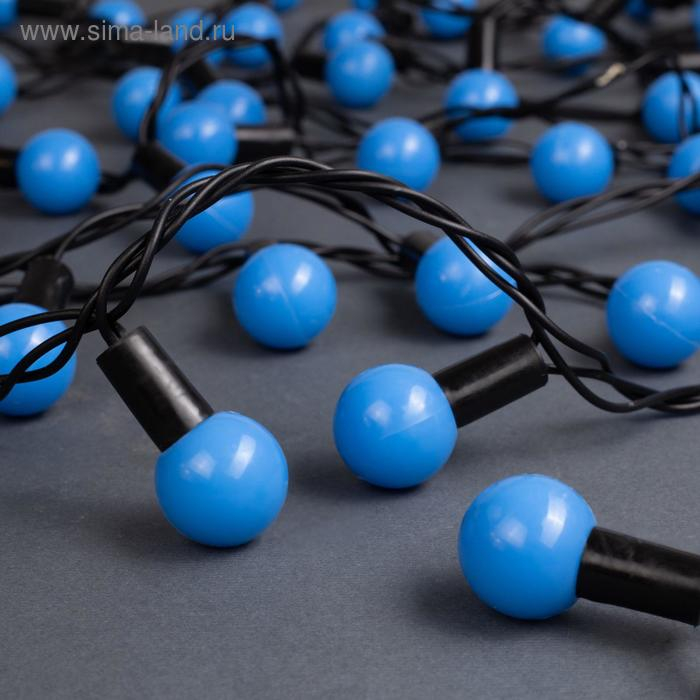 Гирлянда &laquo;Нить&raquo; 10 м с насадками &laquo;Шарики 2.5 см&raquo;, IP44, тёмная нить, 100 LED, свечение синее, 8 режимов, 220 В