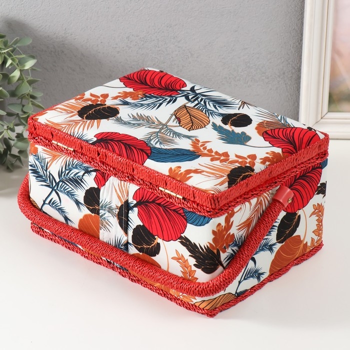 Шкатулка для рукоделия "Тропические листья" 19х26х14,5 см