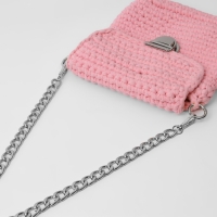 Цепочка для сумки, с карабинами, металлическая, плоская, 18 &times; 13 мм, 60 см, цвет серебряный