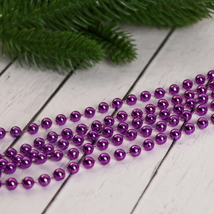 Бусы на ёлку 2,7 м "Шарики" d-7 мм, фиолетовый