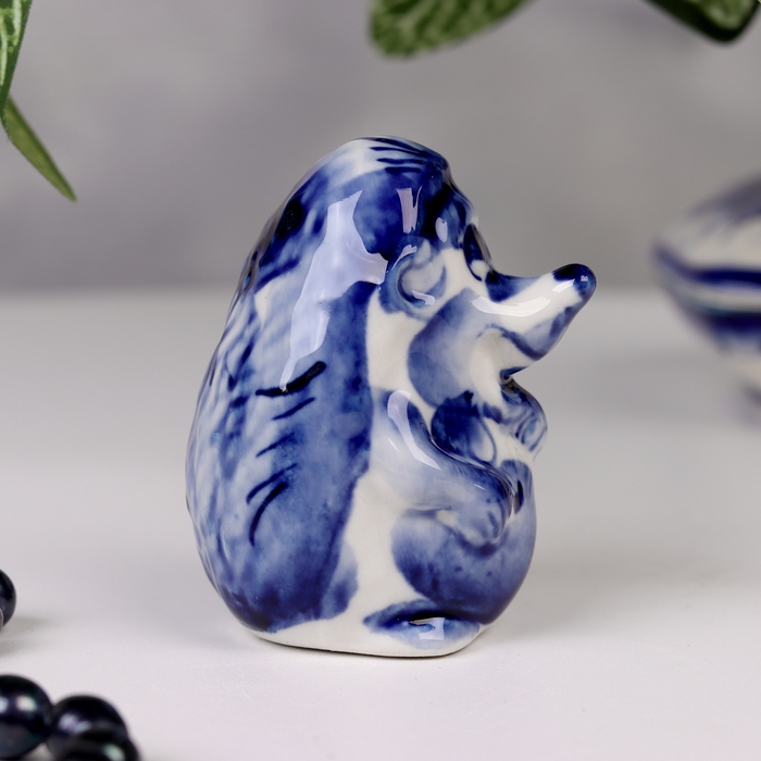 Сувенир гжель &laquo;Ёжик Фима&raquo;, бело-синий,керамика,