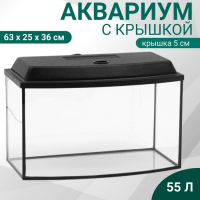 Аквариум "Телевизор" с крышкой, 55 литров, 63 х 25 х 36/41 см, чёрный Аквариум "Телевизор" с крышкой, 55 литров, 63 х 25 х 36/41 см, чёрный